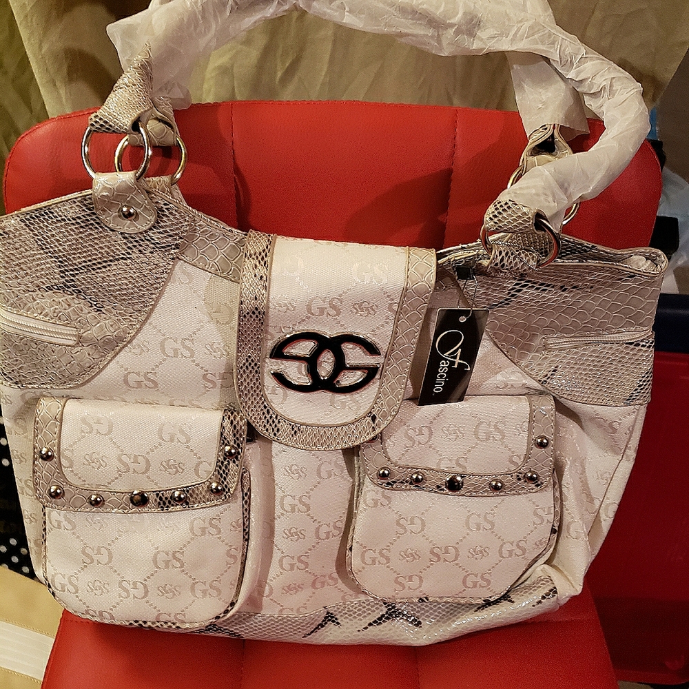Faux snakeskin pattern handbag